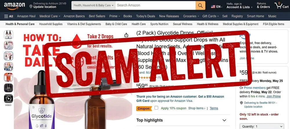 Amazon is not the official website for Glycotide